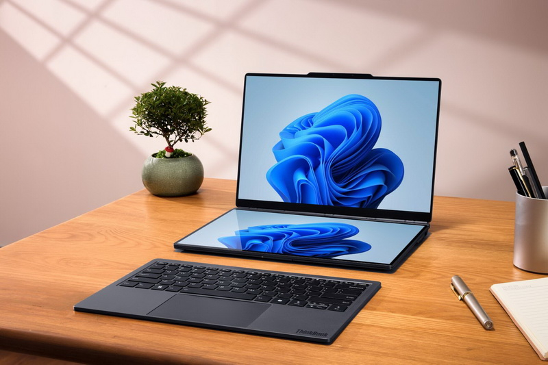 Леново представила новий модульний ноутбук ThinkBook Modular AI PC, обладнаний двома екранами та знімною клавіатурою