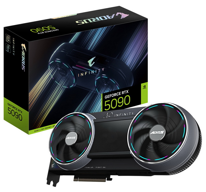 Gigabyte розпочала продаж картки Aorus GeForce RTX 5090 Infinity, що вирізняється нестандартним дизайном і прихованим вентилятором