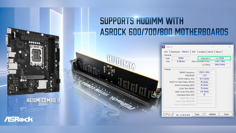 ASRock і TeamGroup створили бюджетний тип DDR5‑модулів під назвою HUDIMM для економічних комп’ютерів