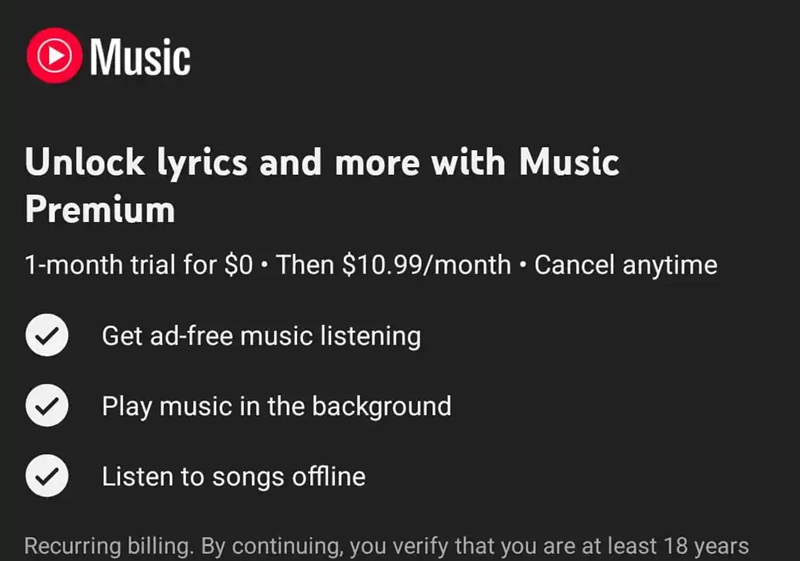 Гугл приховав тексти пісень у YouTube Music для безкоштовних користувачів