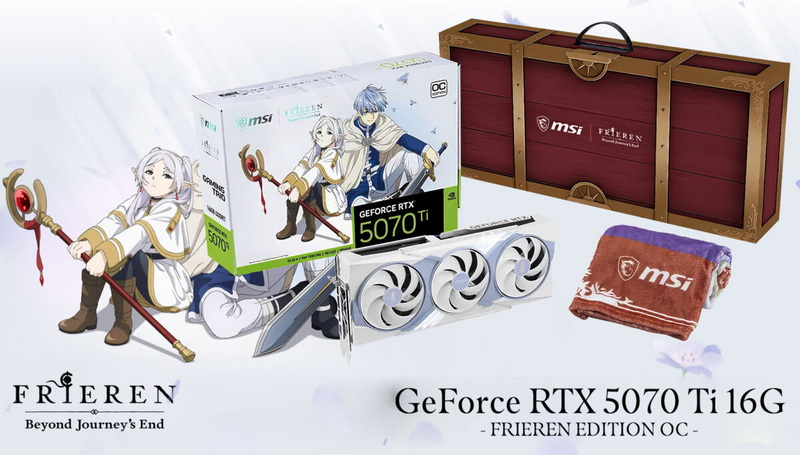 MSI презентувала GeForce RTX 5070 Ti у комплекті з «пледом» та інші моделі серії Frieren: Beyond Journey’s End, базовані на відомому аніме.